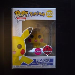 Funko Pop Pokemon Pikachu Flocked Vinyl Figure EB Games Exclusive